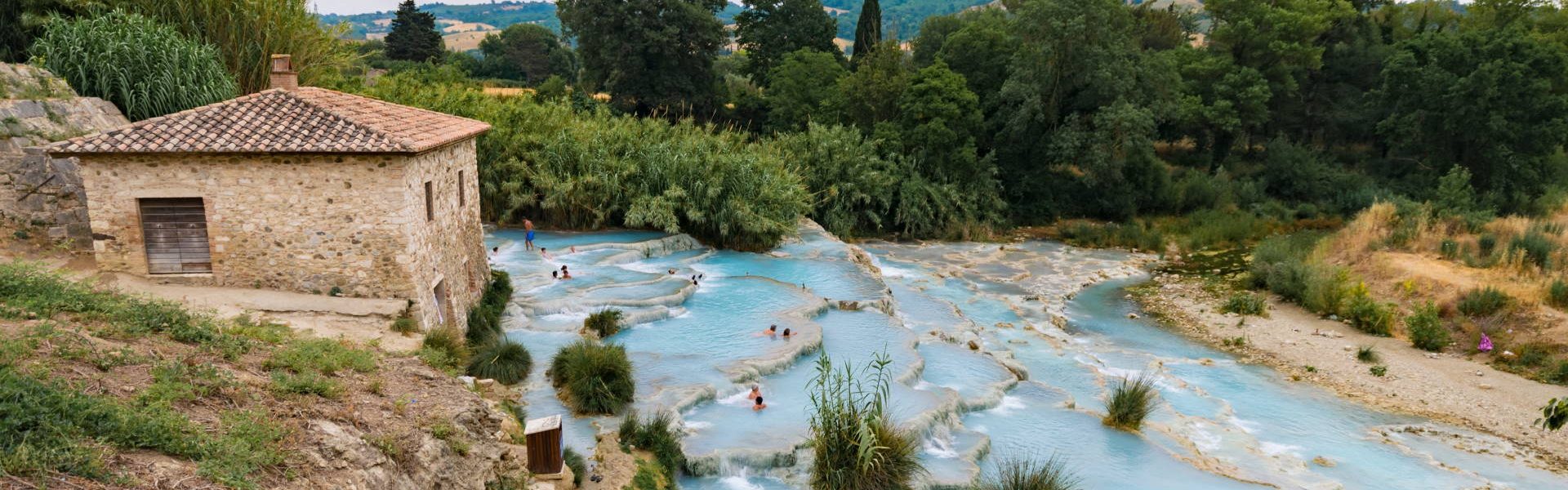 Natural spa with waterfalls in Saturnia, Tuscany, Italy.